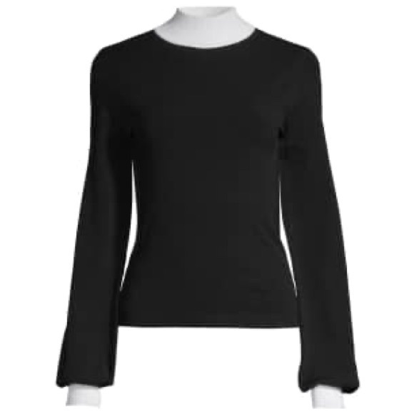 Victor Glemaud Tops - Victor Glemaud top Black and White Mock Neck Knit Bell Sleeve Sweater sz XS